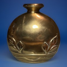 Vintage Dolbi  Cashier 10 “ Tall  9”Wide Solid Brass Round Korean Vase 1980 VGC picture