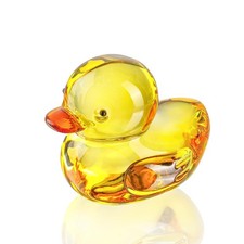 Yellow Crystal Glass Duck Figurine Animal Collectible 2.5 Inch Glass Decor picture