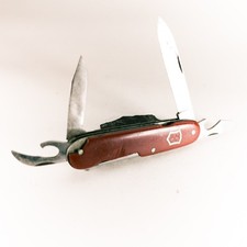 WWII Era Victorinox Swiss Army Officer Knife INOXYD ARMEE SUISSE Vintage 5 Turn picture