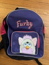 Vintage 1999 Furby Backpack Tiger Electronics Full Size Bookbag Pink Purple Y2K picture