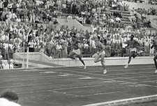 Italian athlete Livio Berruti crossin finishing line of 200 metre - Old Photo picture