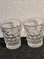 American Fostoria Cubist Clear Glass Pair 2.25