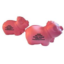 Lot of 2• Pepto Pink Vintage Heavy Plastic Piggy Pig Banks Shriners Hogs Crafts picture