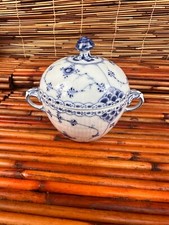 Royal Copenhagen BLUE FLUTED HALF LACE SUGAR Bowl & Lid 606 1st Quality Pre 1923 picture