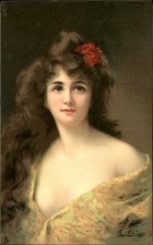 Beautiful Woman Illustrated Tuck c1900s-10s Vintage Postcard picture