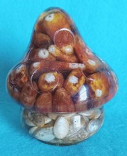 Rare Lucite Mushroom Paperweight Figurine Harvest Autumn Vomit MCM Kitsch picture