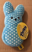 Peeps Blue Polka Dots 6” Easter Bunny Vintage 2005 Plush Decoration NEW w/ tags picture
