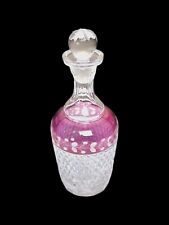 Vintage Cranberry Cleae & Cut Glass Liquor Decanter w/Stopper picture