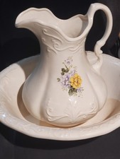 Antique Wash Basin and Pitcher Set 1890 England Ironstone picture