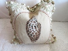 Gorgeous Petit point Victorian LEOPARD Shell Nautical  Needlepoint Pillow #2 picture