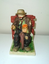 Emmett Kelly Jr. Flambro Clown Sitting Figurine Book End Clown RARE Collectible picture