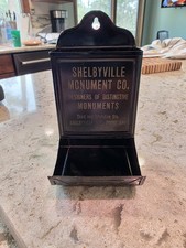 1910-1919 Vintage Shelbyville, KY Monument Co. Advertis Tin Wall Match Dispenser picture