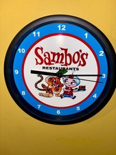 Sambo's Pancakes Restaurant Diner Man Cave Bar Advertising Clock Sign picture