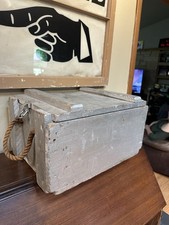 RARE VTG 1945 Wooden Military 20MM Grenade Crate with Interior Metal Lining WWII picture