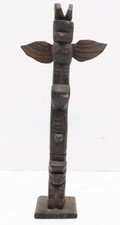 ATQ Northwest Coast Native American Hand Carved Wood Totem Pole 14.5