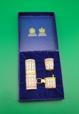 Vintage Halcyon Days Enamels 3 Pc Sewing Kit  In Original Box Made In England  picture