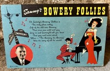 Vintage Linen Postcard, Sammy’s Bowery Follies Restaurant CABARET, Unused, NYC picture