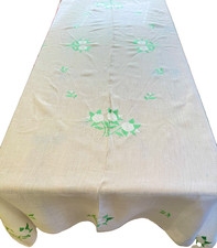 Vintage Estate Linens: Applique Embroidered Italian Tablecloth Set - Mums B552 picture