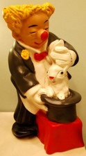 Vtg RARE Figurine CLOWN PULLS RABBIT FROM HAT Universal Statuary Corp 1980-668 picture