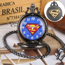 SUPERMAN Men's Pocket Watch in Gold &Black with Blue Superman Emblem on Dial picture