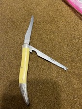 Vintage 1984 Case XX Yellow Medium Toothpick Fish Pocket Knife 320094F  picture