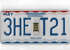EXPIRED MISSOURI BICENTENNIAL LICENSE PLATE RANDOM YEAR/LETTERS/NUMBERS NICE picture