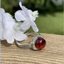 2.4g DAINTY NATURAL WINE RED GARNET CRYSTAL HEALING RING Reiki Charged INDIA picture
