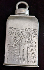 Vintage Hand-Etched Pewter Prismenkanne Jug, Wine Flask, Swiss or German picture
