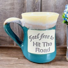 Tumbleweed Pottery Oversized Coffee Mug Cup Feel Free To Hit The Road Mug Cup picture