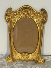 Art Nouveau Gold Metal Picture Frame Original Antique Early 1900's Ornate picture