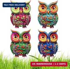 Junware Metal Owl Wall Decor, 4Pcs Owl Iron Wall Art Sculptures Hanging Sculptur picture