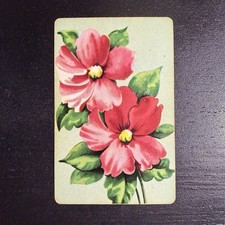 VTG Pink Floral Single Swap Playing Card picture