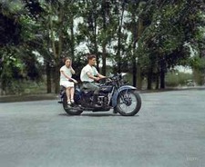 1929 Couple on a Motorcycle Classic Vitage Picture Photo Print 5