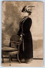 c1910's Woman Fashion Dress And Hat Studio PPC Photo Antique Unposted Postcard picture