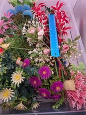 HUGE LOT Vintage MCM Plastic Poinsettia Flowers Holiday Decor Christmas Floral picture