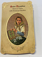 Saint Dymphna Patron of  Emotional Disorders Prayer Card  Medal, New #PCM-11 picture