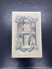 Vintage Large Letter H Alphabet Pretty Women Postcard Posted 1906 picture