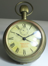 Vintage Large Brass Display Pocket Watch Style Alarm Clock Thomas & Ross Works picture