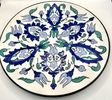 Vintage Earthenware Handmade/Hand Painted Plate, Signed Nabeul, Tunisian 11” picture