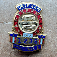 Vtg Lapel Pin Veteran WW2 DIV 1235 A.A. of S.E.R. & M.C.E. of A. Transit Coach picture