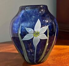 Vintage Rare Piece Orient & Flume Art Glass Thick Flower Vase Signed 6” picture