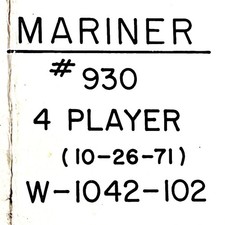 Bally Mariner Pinball Machine Game Manual Schematics ORIGINAL picture