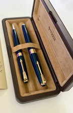 Vintage Parker 17 Super Duofold Fountain Pen & Pencil Set W/Box - Dark Blue picture