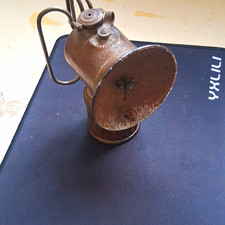 Justrite Carbide Mining Lamp w/ Reflector Pat. May 7, 1912 Made in USA picture
