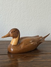 Signed R Stennett Pintail Duck Wood Carved Sculpture picture