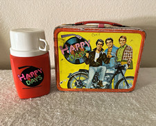 Vintage 1976 Happy Days Metal Lunch Box WITH Thermos Fonzie Richie Potsie picture