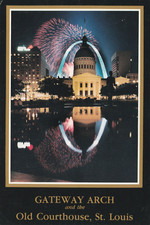 St. Louis MO Gateway Arch & Old Courthouse night scene Vintage Postcard Unused picture