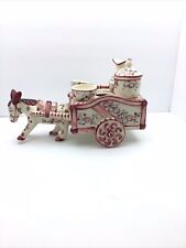 Vintage Nasco Royal Japan Hand Painted  Donkey Cart Condiment Caddy Holder picture