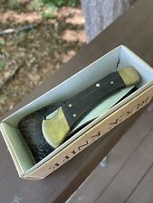 BUCK 110 1991 DATED CODE VINTAGE FOLDING KNIFE W/ BUCK LEATHER POUCH And Box picture