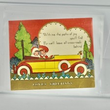 Vintage Valentine's Day Card Love's Greetings Car picture